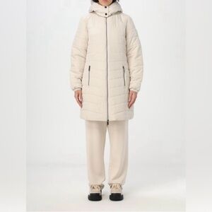 Armani Exchange Women's Cream Quilted Puffer Coat